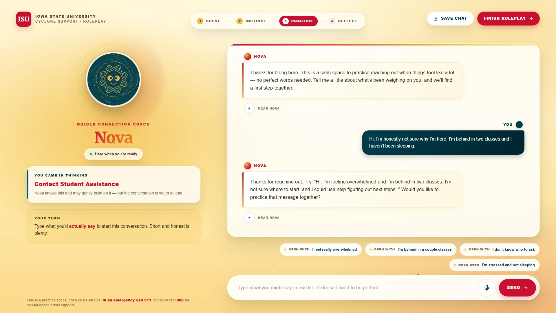 A practice exchange in the roleplay I’m Overwhelmed. Where Do I Start?